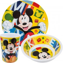 alles-meine.de GmbH 3 TLG. Kindergeschirr Disney Mickey Mouse BPA frei Melamin Trinkbecher + Teller + Müslischale Geschirrset Kunststoff Plastik Frühstücksset für.. - BDZQS46B