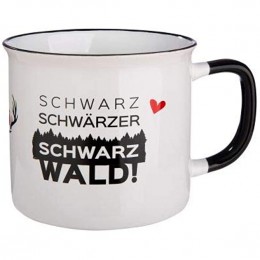 Gilde 46159 Kaffeebecher Schwarz Schwärzer Schwarzwald Keramik Emailledesign 9,5cm x 8,5cm 390ml - BVYQUDQJ