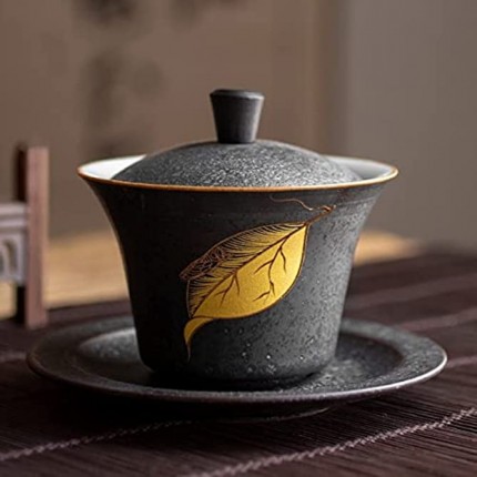 FOULA Keramik Gaiwan Büro Teetasse handgefertigt Kung Fu Tureen kreative chinesische Teeschale mit Deckel und Untertasse Wasserbecher Tee Set Trinkgeschirr - BSXDH299