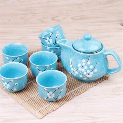 Kirschblüten-Teekannen-Set 1 Kanne 6 Tassen Keramik-Trinkset Teekanne Home Office Teeservice-Zubehör Color : A Size B As t - BDOTYN91