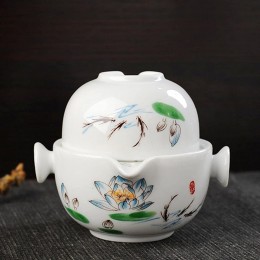 XiaoHeJD Teeservice Kung Fu Keramik Teeservice 1 Kanne 1 Tasse Teekannen Hochwertige Elegante Gaiwan Teekanne Wasserkocher - BSKEB23A