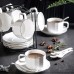 HKX Tassen- und Untertassen-Sets Keramik-Kaffee- und Tee-Set-Serie 6 Tassen und Untertassen Teelöffel- und Kaffeeständer geeignet für Kaffee Nachmittagstee-Party-Kaffeetasse - BAANJ98Q
