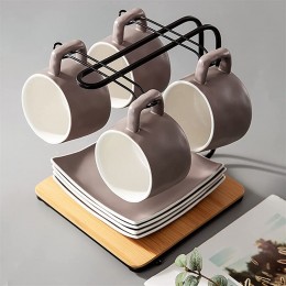 JIAQUAN-SHOP Tassen- und Untertassen-Sets Keramikbecher 4 Tassen 4 Untertassen Tassen Becher Tee-Sets Untertassen mit Klammern Becher-Set - BOOMPHW7