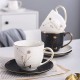 JIAQUAN-SHOP Tassen- und Untertassen-Sets Nordic Style Wohnzimmer Keramik Kaffeetasse Kreative Schwarzweiss-Frucht-Tee-Set-Tablett Becher-Set - BASMPA2B