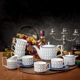PAKUES-QO 15 Stück Porzellan Teeservice Bone China Tassen Sets Keramik Kaffeeservice Vintage Nachmittagsteeservice Hochzeit Teeservice Für Erwachsene - BWNSSVAB