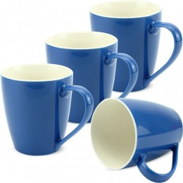 matches21 Tassen Becher Kaffeetassen Uni einfarbig blau dunkelblau Porzellan 4er 10 cm 350 ml ohne Tassenhalter - BGJZGDDM