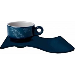 Espresso Tasse mit Unterteller Melamin Navy Weiss Serie Living einzeln - BLPLDW15