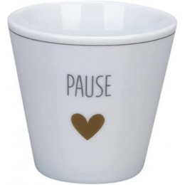 Krasilnikoff Espresso Becher Tasse Mug Pause Porzellan weiß - BWGSJ176