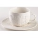 2er Set Cappuccino-Tassen mit Untertasse aus Porzellan weiß in schicker Strickoptik aus der Kollektion Pullover von TOGNANA. 370 ml. Volumen - BPBKEEMW