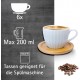 Kaffeetassen Espressotassen Cappuccinotassen mit untersetzer Holz Optik Porzellan 6 Tassen + 6 Untersetzer Weisse Kaffeetassen Set Kaffeetasse 200 ml Model 1 - BSWYV3JN