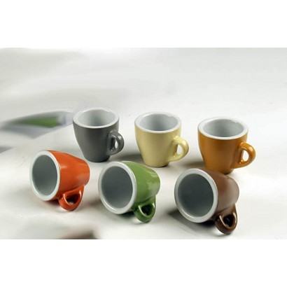Kasahome Kaffeeservice Set mit 6 Doppeltassen mit Henkel Tasse Kaffeetasse Frühstücksset 95 ml verschiedene Farben - BKSUBBH6