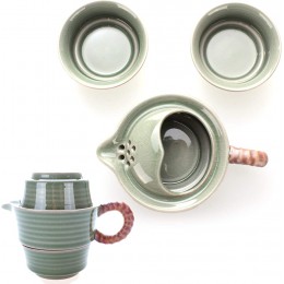 Chinesisches Tee-Set aus Seladon-Porzellan Reise Teeservice für zwei Personen - BHRCC3H5
