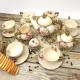 fanquare 15 Stück Rose Blumen Englische Keramik Tee Sets Vintage China Kaffee Set Tee Service für Erwachsene - BNKQR6M8