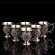 Vintage-Teekannen-Set mit türkischer Kaffeekanne Teetablett und Metallbechern Teeservice zum Servieren von Tee Kaffee Rotwein Weinschrank Dekoration Ornamente rot - BJRSZVKW