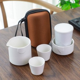 XiaoHeJD Teekanne Set Keramik Teeservice Porzellan Doppelwandige Tasse Kreative Teekanne Kung Fu Tee Tragbares Reisegeschirr Set mit Reisetasche - BQHMW32Q