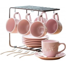 YIXIN2013SHOP Kaffee Set Keramik Teeset 6-teiliges Set Nachmittagsteeset Kaffeetassenset Teeservice Color : Pink - BZXFM8M7