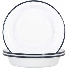 Argon Tableware Weißes Email Deep Bowls Metall Outdoor Camping Pie-Ofen-Gerichte 22.5cm Navy Pack von 6 - BIALZJ9Q