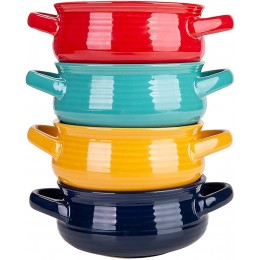 ZJZ Mehrfarbige Keramik-Suppenschalen mit Griffen Keramik-Servierschüssel-Set für Suppe Müsli und Eintopf 4er-Set - BHQSCH66