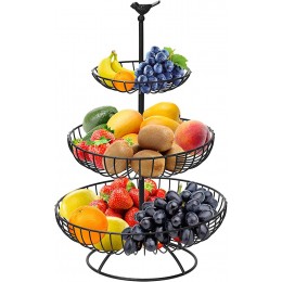 Hossejoy Obstkorb 3 Stöckig Obstkorb für Mehr Platz auf der Arbeitsplatte Obstschale & Snack-Verkaufsständer Perfekt für Obst Gemüse Snacks Haushaltsgegenstände Schwarz - BIPBYANE