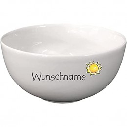 Doriantrade Müslischale Porridge Schale Schüssel Porzellan Weiß Sonne personalisierbar mit Wunschname Name Geschirr mit Namen personalisiert - BBCRI2B5