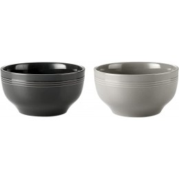 Havniva Keramik-Set mit 2 Müslischalen 1,4 l große Suppenschüssel Nudelschüssel Nudelschüssel Nudelschüssel 1 Stück grau und 1 Stück schwarz 17,8 cm Schüssel - BQAERV33
