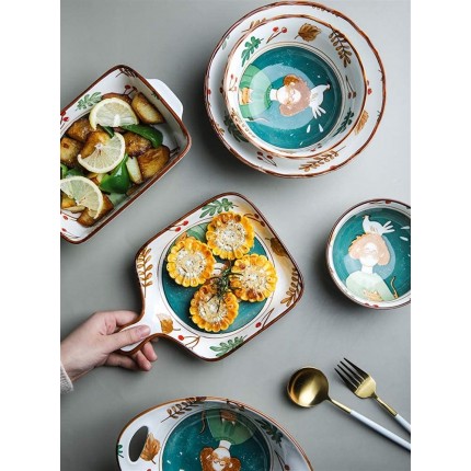 LIVEINU Marokkanischer Stil Dessertteller Plates Teller Kuchenteller Speiseteller Teller Porzellan Salatteller Frühstücksteller Kuchenteller - BFIQZ4QB