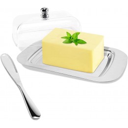 Butterdose ZB ZealBoom Butterdose Edelstahl Enthält Einen Transparenten Butterdosendeckel und Buttermesser Nachhaltig Butterdose Geeignet für 250g Buttervolumen - B09WR7LHX2D
