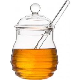 Mkouo Glas honigtopf mit Honigbehälter Honig Löffel Zum Servieren von Honig und Sirup 9 Ounces 265ml - B072KH1X7G8