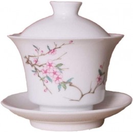 Keramik Handgemalte Pastell Pflaume Tee Schüssel Terrine mit Gott Kung Fu Tee Farbe : White - B09ZQF952HQ