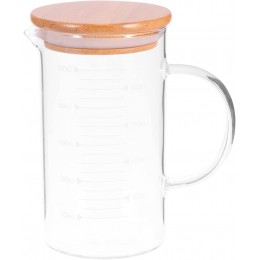 Cabilock 500Ml Glaskrug mit Deckel Milchbecher Hitzebeständig Heiß Kaltes Wasser Karaffe Wasserkrüge mit Holzdeckel Klar - B08R3SMBCTU