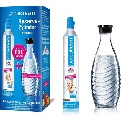 SodaStream Reservepack mit 1x CO2-Zylinder und 1x 0,6 L Glaskaraffe Weiß - B003VQQXO2M