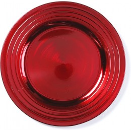 Dekoteller Kunststoff 33 cm x 1 Stück Platzteller mit Rillen Perlmutt Optik Unterteller rot - BLOUNMNV