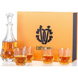 CALLIVA VON 5-teiliges Whisky Karaffe und Gläser Set Bleifreie Kristall Whiskey Dekanter 750 ml mit 4 Glas 300 ml Hochwertiges Gläser für Scotch Bourbon Cocktails Cognac Geschenkset Box - B09176BVRTE