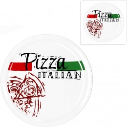 MamboCat 2-er Set Pizzateller Pizza Italian Ø 30,5 cm große weiße Teller aus Steingut zum Anrichten für Pizza und Co oder als Steingutplatte zum Servieren von Wurst und Käse I Pizza Teller mit Motiv - BBGFA751