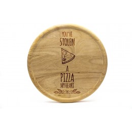 Pizzateller 32cm aus Holz Gummibaumholz Pizza Motiv You've stolen a Pizza my heart | Gravur | Geschenk | Pizzateller - BHKMP49N