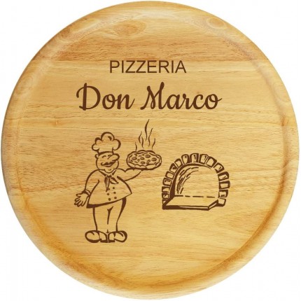 Pizzateller 32cm mit Gravur Namen personalisiertes Holz Pizzabrett Geschenkidee zum Geburtstag Geschenke zum Jahrestag Jubiläum Holz-Teller Pizzabäcker MotivP9 - BJJVDAMJ