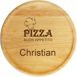 Pizzateller 32cm mit Gravur Namen personalisiertes Holz Pizzabrett Geschenkidee zum Geburtstag Geschenke zum Jahrestag Jubiläum Holz-Teller Kochmütze MotivP4 - BGMRL39K