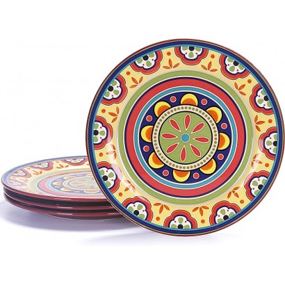 Bico Tunisian 27,6 cm Keramik Speiseteller 4er-Set für Pasta Salat Hauptgericht Mikrowelle und Spülmaschinenfest - BJRARQ4K