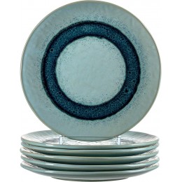 Leonardo Matera Keramik-Teller 6-er Set spülmaschinengeeignete Speise-Teller Essteller mit Glasur 6 runde Steingut-Teller blau Ø 22,5 cm 018544 - BVFSGQ78