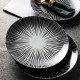 Essteller 25,4 cm Keramik Dessertteller schwarz und weiß gestreifte Speiseteller mit Muster für Salat Pasta Steak und Servierplatten - BKCOJ7WV