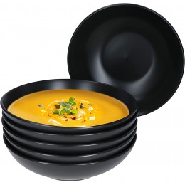 MamboCat Kattegat 6er Set Suppenteller tief I 500 ml I 6 Personen I Schwarz matt I Soup Bowl Salat-Teller Pasta breite Schale I Steingut-Geschirr - BZGDC98V